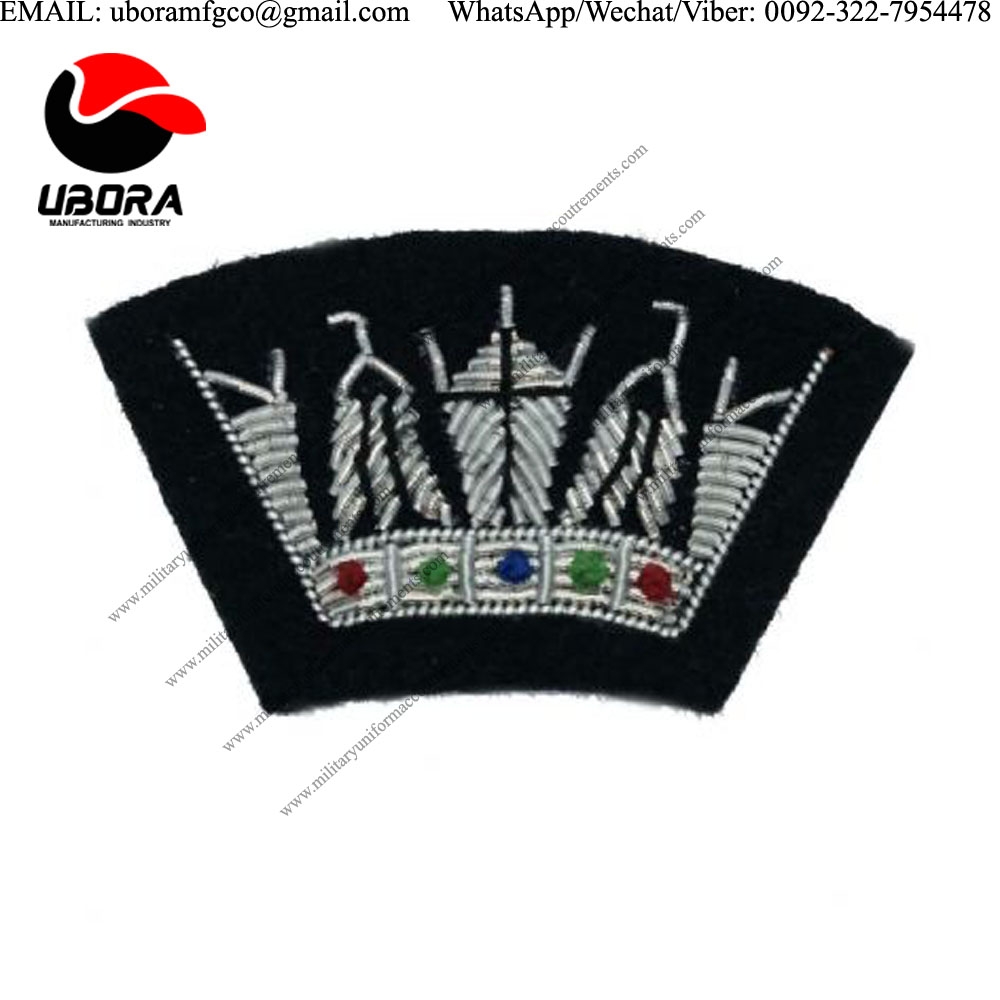 handmade badge crown badge merchant navy crown silver sold  embroidered bullion wire cap badges
